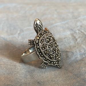 Sterling Silver Sparkle Turtle Ring